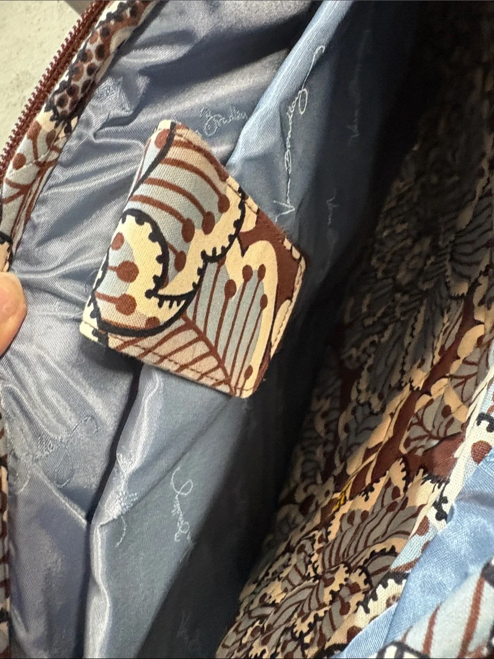 Vera Bradley Quilted Floral Backpack in Brown, Light Blue & Yellow